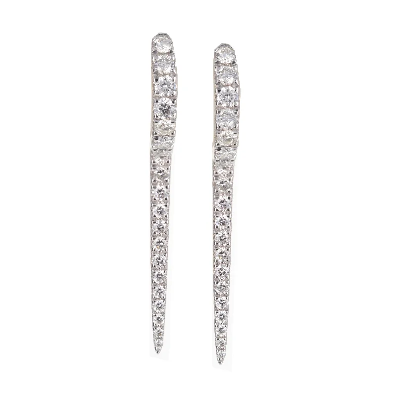 14K Yellow Gold Diamond Dagger Spike Earrings