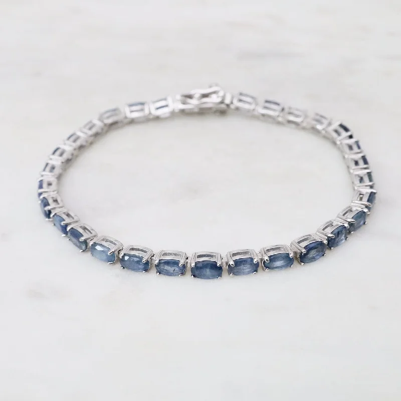 Oval Natural Blue Sapphire Tennis Bracelet