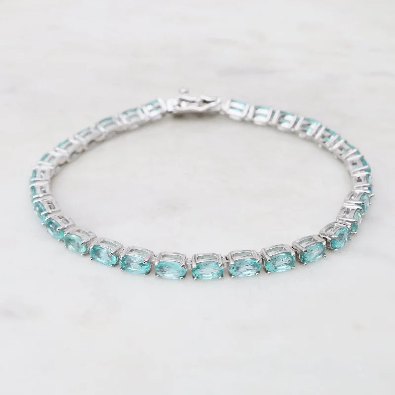 Oval Blue-Green Apatite Tennis Bracelet