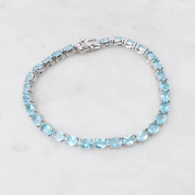 Oval Blue Apatite Tennis Bracelet