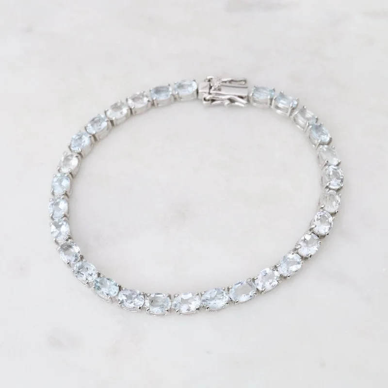 Oval Aquamarine Tennis Bracelet