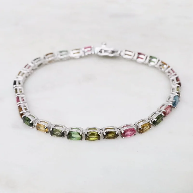 Oval Mixed Tourmaline Tennis Bracelet