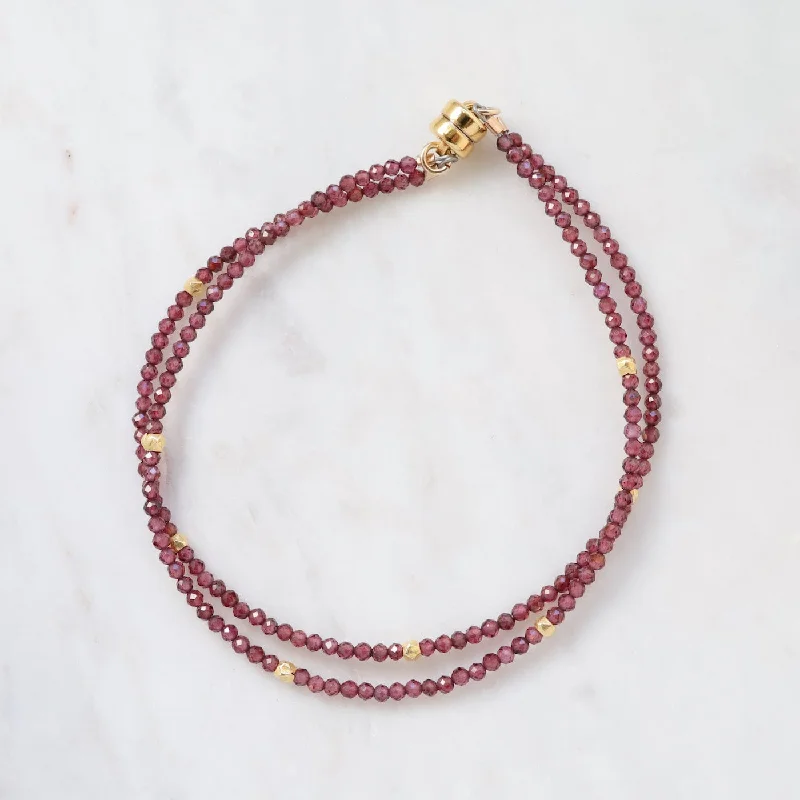 Two Strand Red Garnet Bracelet