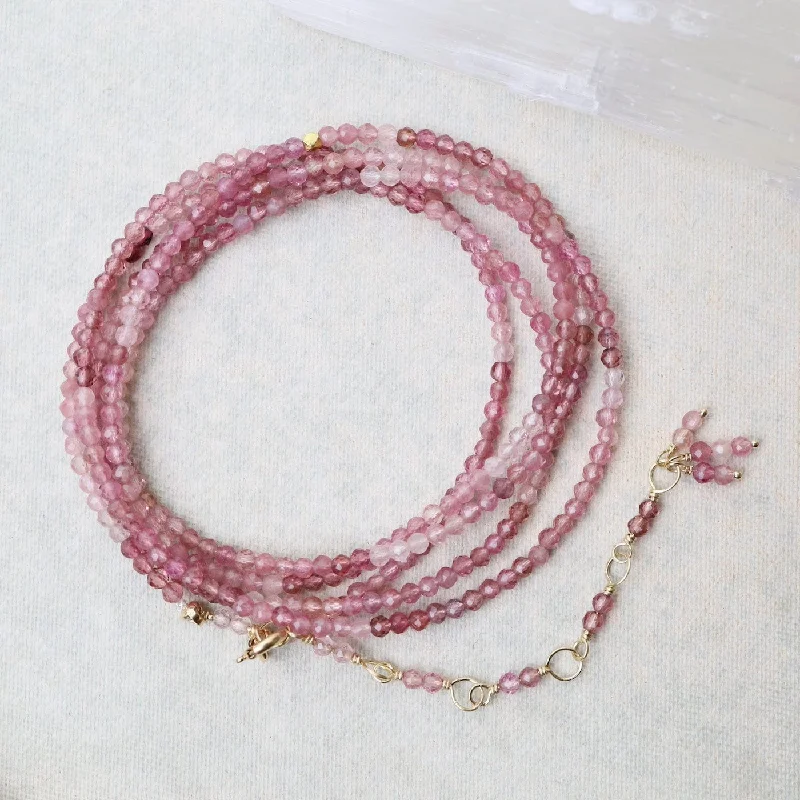 14k Pink Tourmaline Wrap Bracelet & Necklace