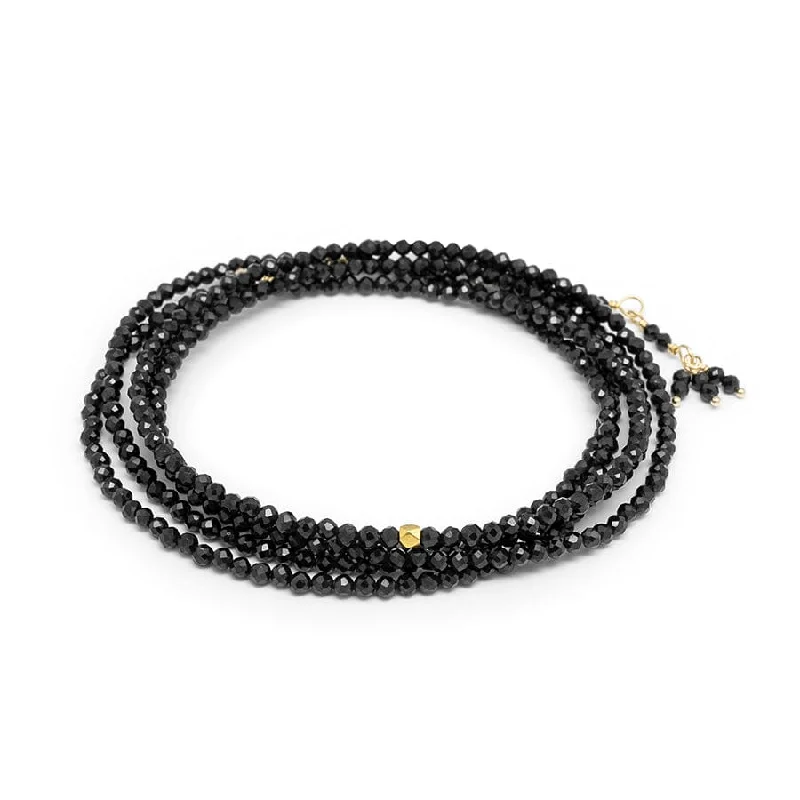 14k Black Spinel Wrap Bracelet & Necklace