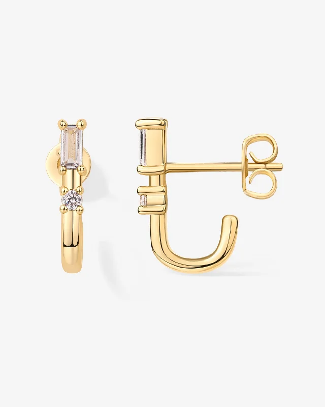 Baguette Half Huggie Earrings