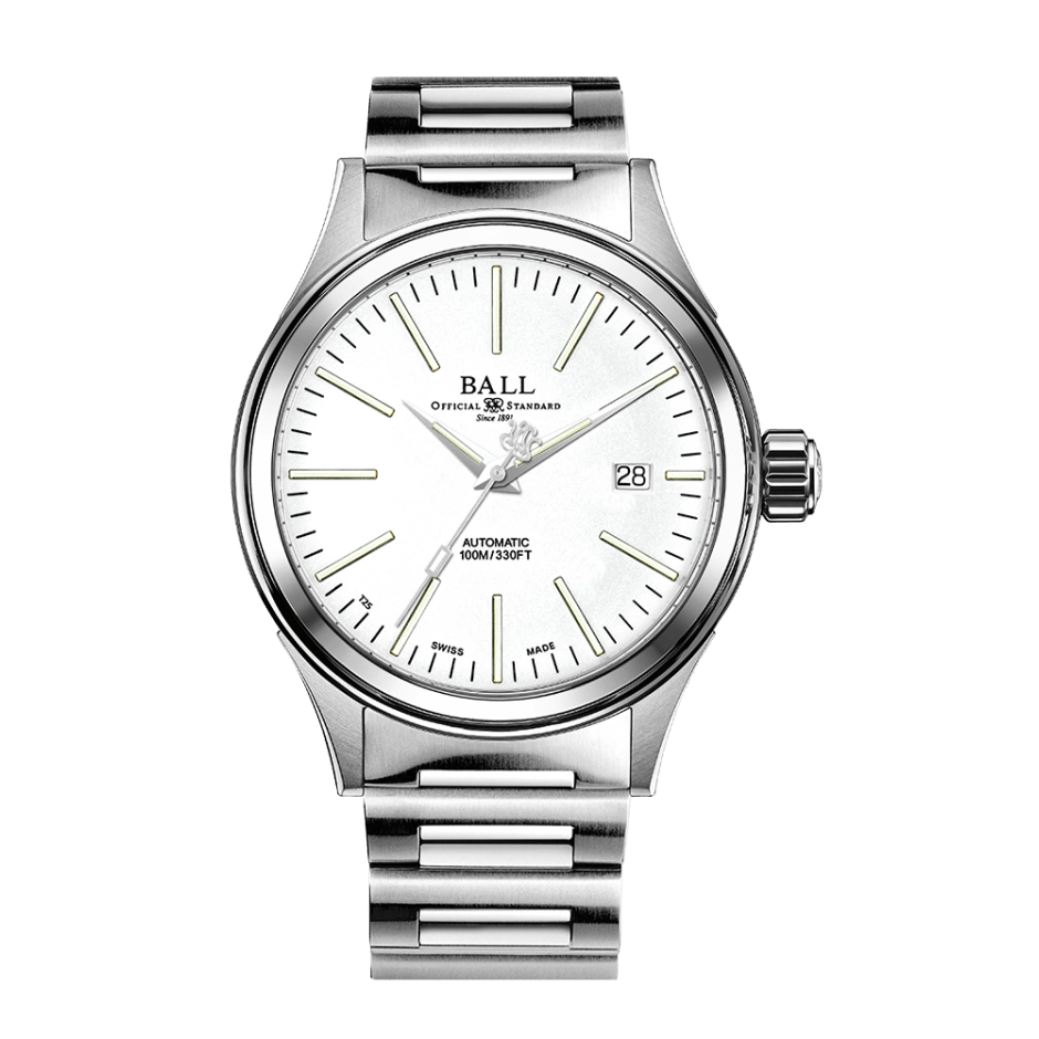 Ball Fireman White Dial Steel 40mm Automatic