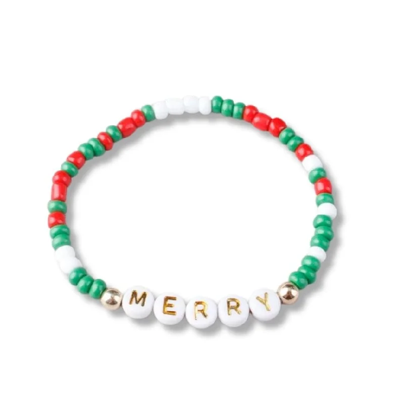 Merry Holiday Beaded Friendship Stretch Bracelets