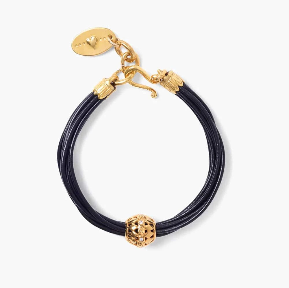 James Black Leather Bracelet