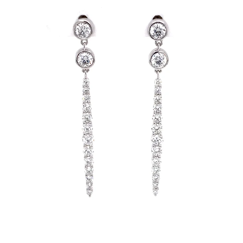 Bremer Jewelry Round Dangle Diamond Earrings in 18K White Gold (2.06ctw)