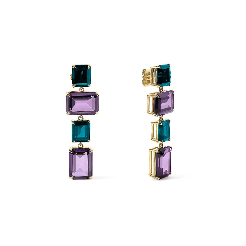 Amethyst and Blue Topaz Statement Earrings