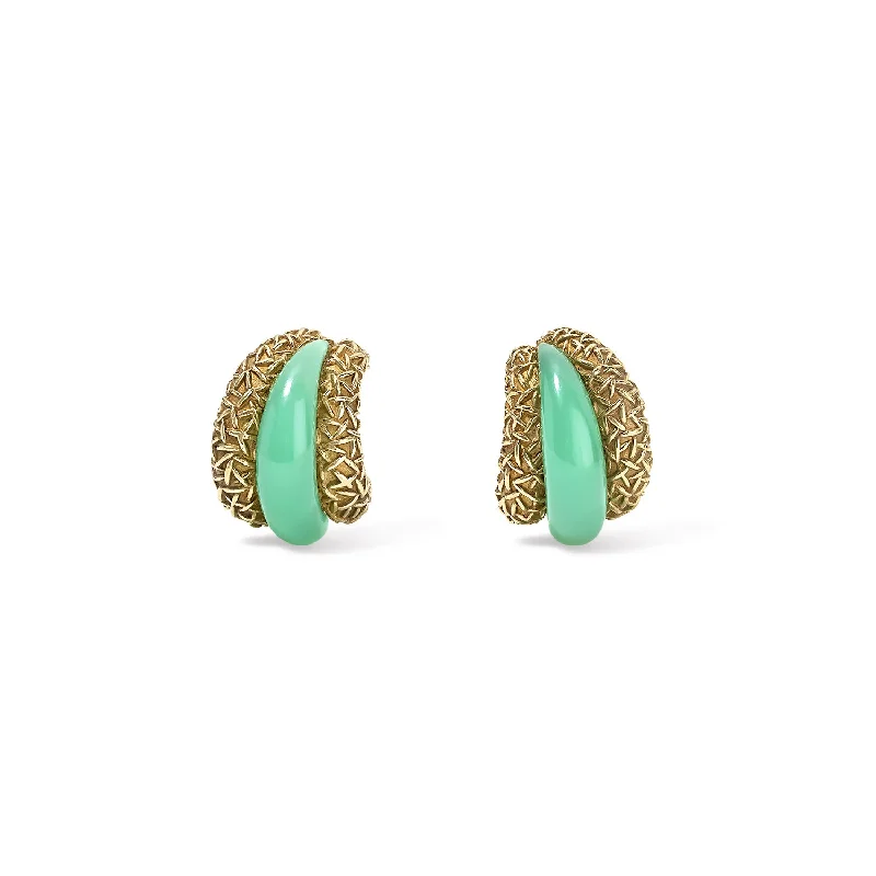 Chrysoprase Earrings with Gold Detailing