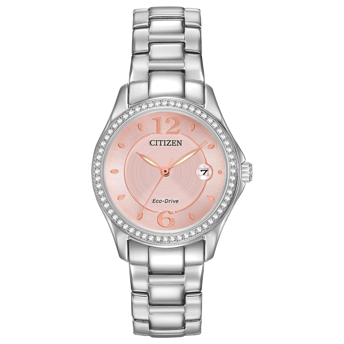 Citizen Silhouette Crystal Watch Pink Dial Crystals 29mm Eco-Drive