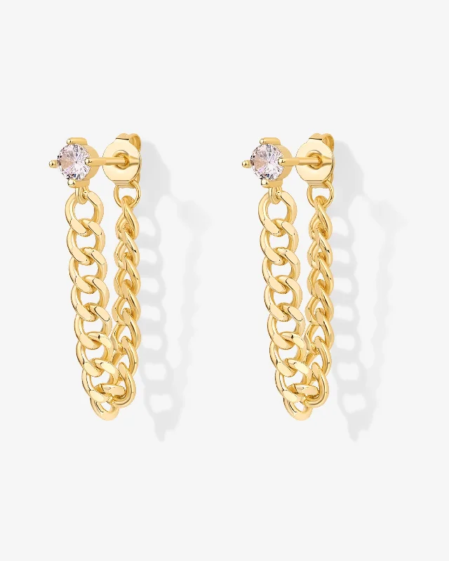 Cubic Zirconia Chained Earrings