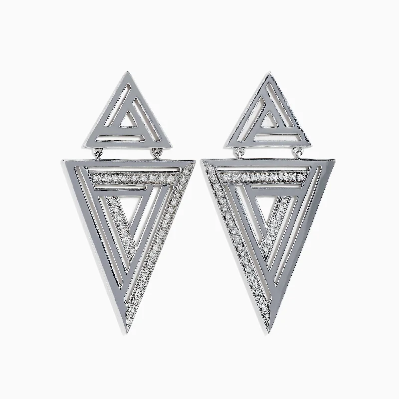 925 Sterling Silver Diamond Retro Earrings, 0.26 TCW