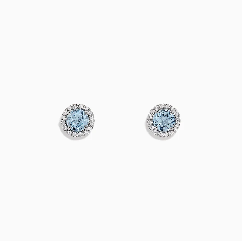 Aquarius 14K White Gold Aquamarine and Diamond Earrings, 1.12 TCW