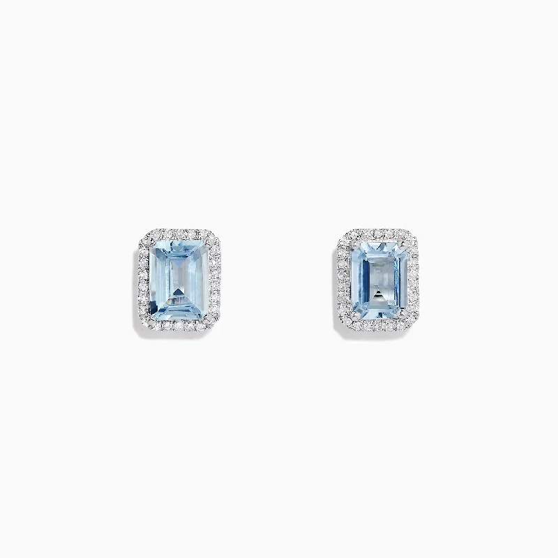 Aquarius 14K White Gold Aquamarine and Diamond Earrings, 2.80 TCW