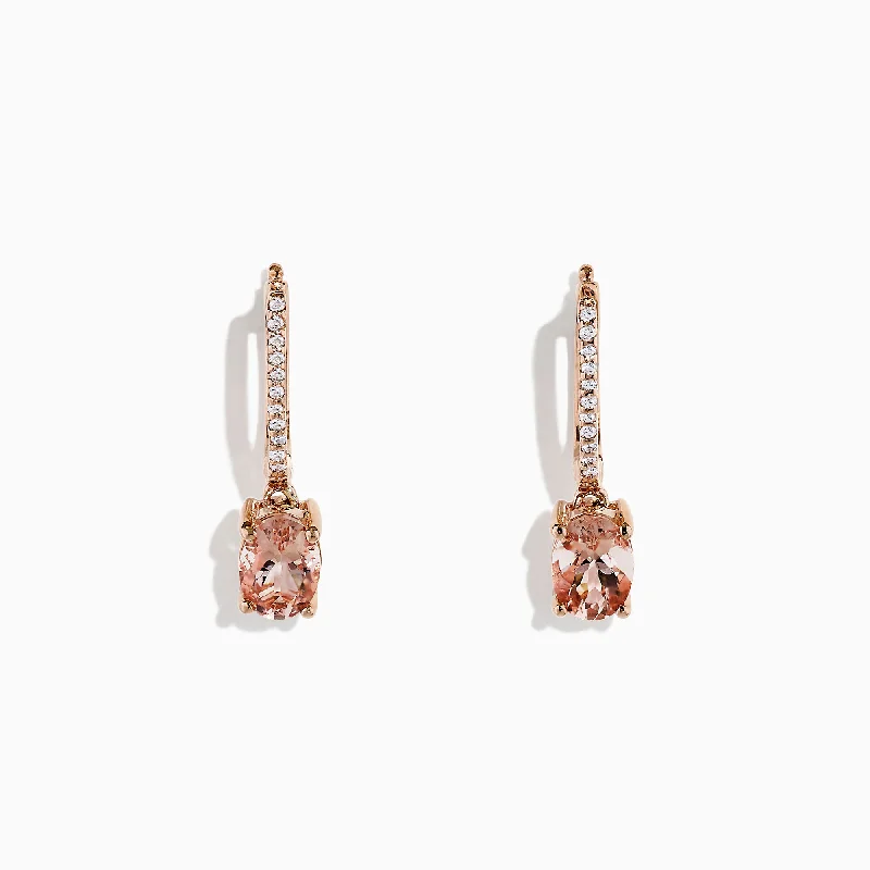 Blush 14K Rose Gold Morganite and Diamond Earrings, 1.49 TCW