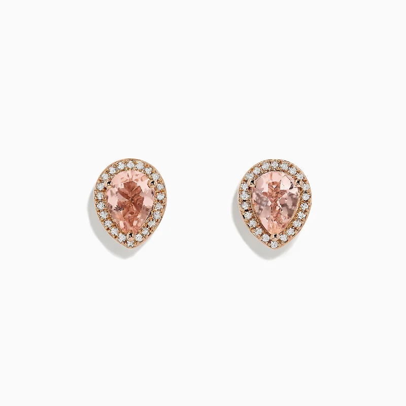 Blush 14K Rose Gold Morganite and Diamond Earrings, 2.07 TCW