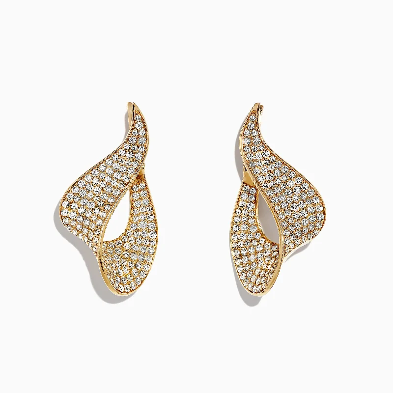 D'Oro 14K Yellow Gold Diamond Statement Earrings, 2.25 TCW