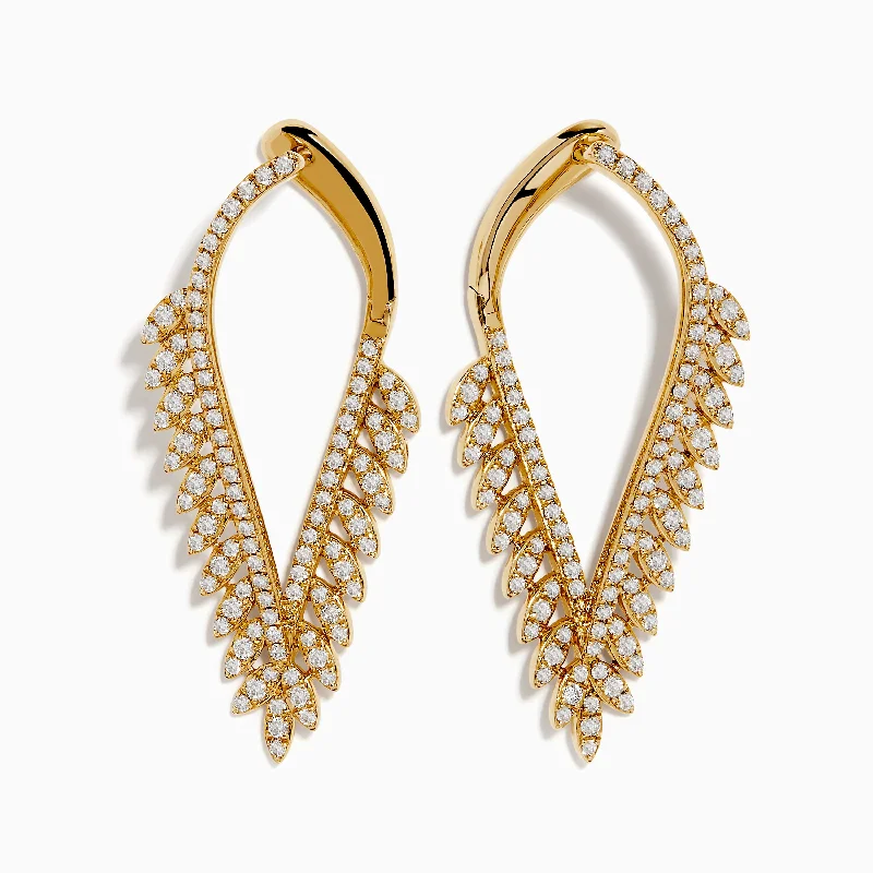 D'Oro 14k Yellow Gold Diamond Statement Earrings