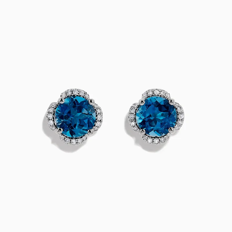 Ocean Bleu 14K Gold London Blue Topaz and Diamond Earrings, 4.25 TCW