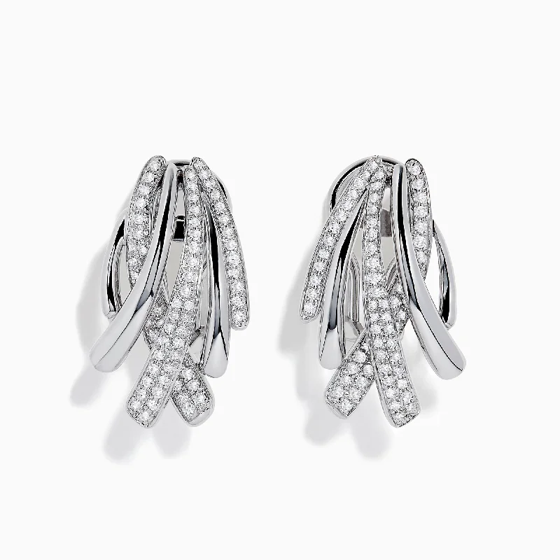 Pave Classica 14K White Gold Diamond Earrings, 0.62 TCW