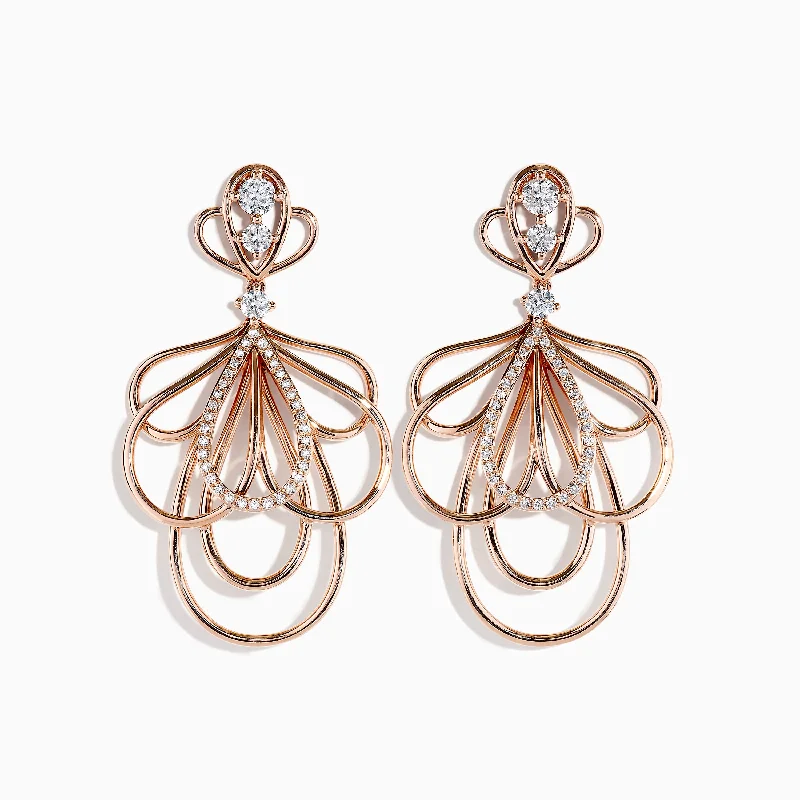 Pave Rose 14K Gold Diamond Fashion Statement Earrings