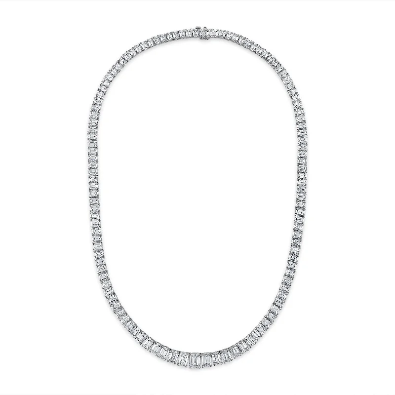 Graduated Emerald Cut Tennis Necklace