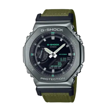 G-Shock 2100 Series Watch Green Cloth Strap