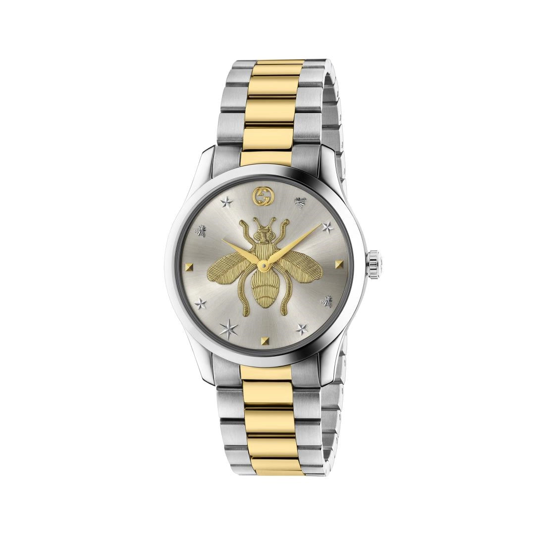 Gucci G-Timeless Two-Tone Stainless Steel Silver Dial 38mm Quartz