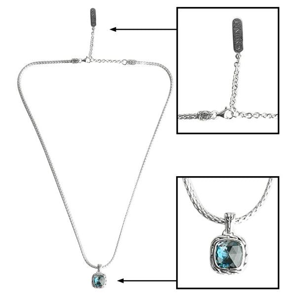 John Hardy Classic Chain Batu Necklace with London Blue Topaz