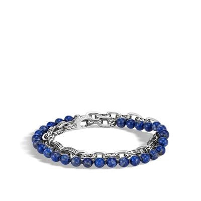 John Hardy Gents Sterling Double Warp Bracelet with Lapis