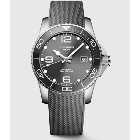 Longines Hydroconquest Grey Dial 41mm Rubber Strap