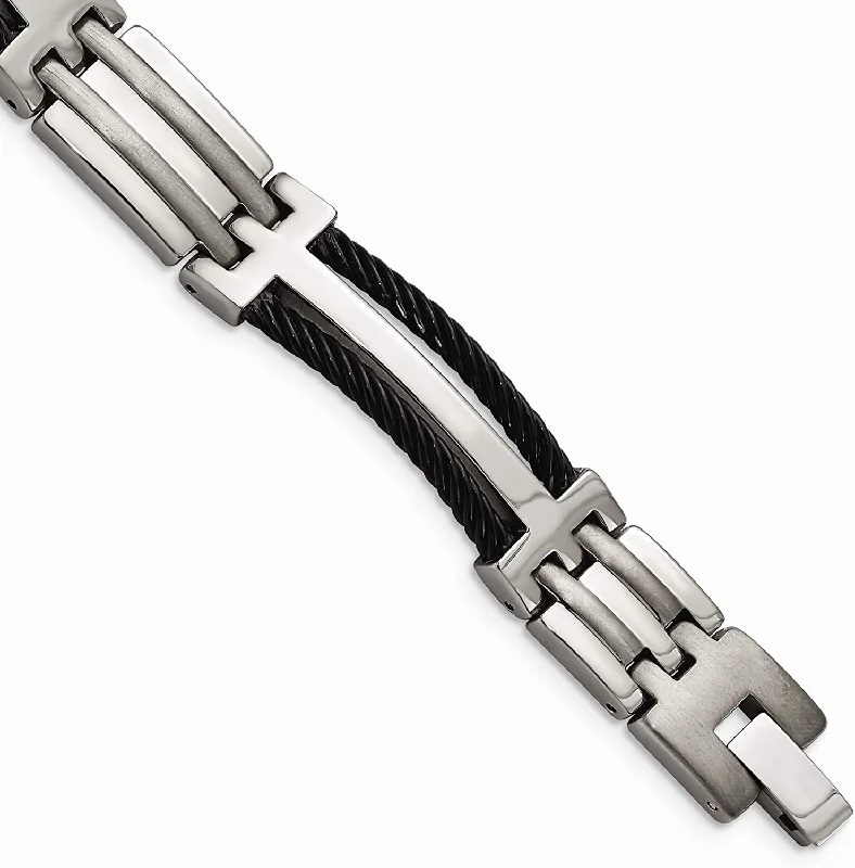 Men's Titanium 10mm Black Plating Bracelet, 8.5 Inches