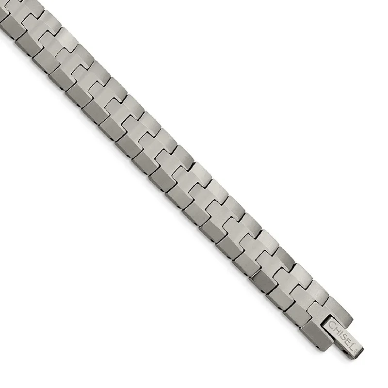 Men's Polished Tungsten 9mm Fold-Over Bracelet, 8.25"