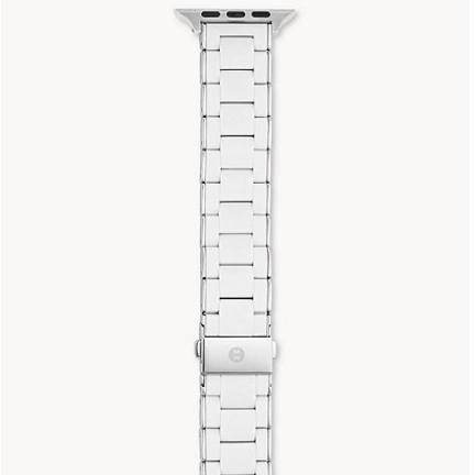 Michele 38/40mm and 42/mm White and Stainless Silicone-Wrapped Bracelet For Apple Watch (Bracelet Only)