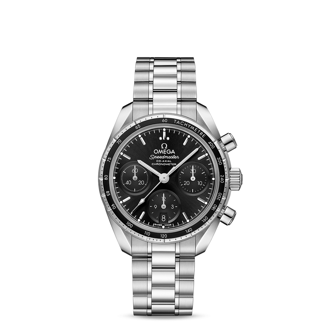 Omega Speedmaster 38 Co-Axial Chronograph Watch Black Dial Automatic