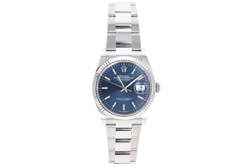 Rolex Datejust 36mm Stainless Steel Blue Stick Dial Model 126234