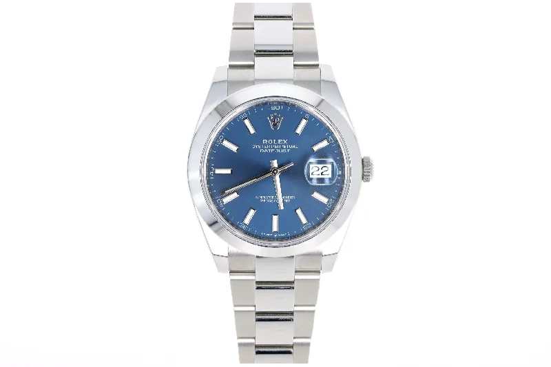 Rolex Datejust 41mm 126300 Blue Stick Dial Box and Papers