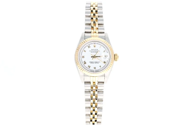 Rolex Ladies Datejust 26MM Two Tone White Roman Numeral Model 69173