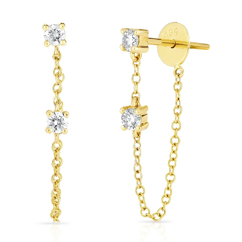 Round Dangle Diamond Earrings in 14K Yellow Gold (.20ctw)