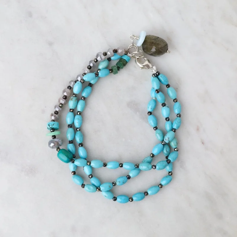 Triple Strand Turquoise Mix Bracelet