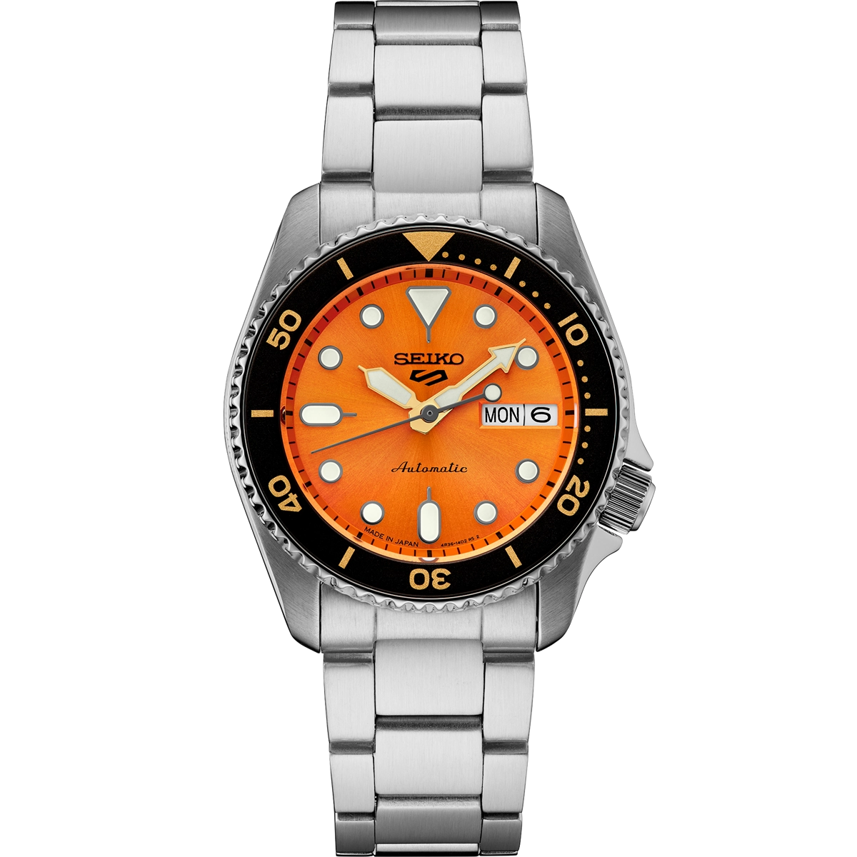 Seiko 5 Sports Watch Orange Dial Steel 38mm Automatic