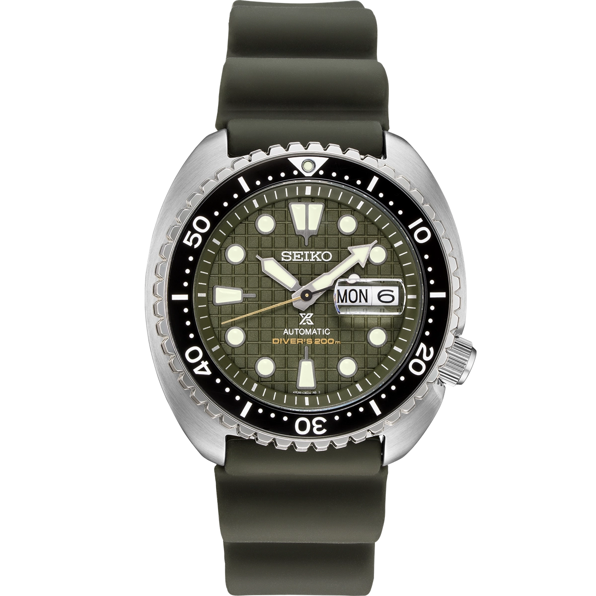 Seiko Prospex Diver Watch Khaki Green Dial Stainless Steel Silicone 45mm Automatic