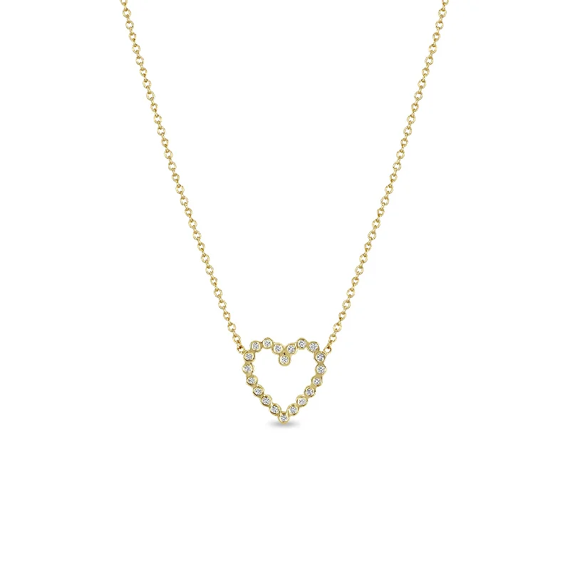 Small Bezel Set Open Heart Necklace