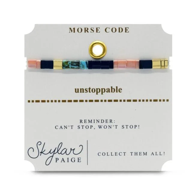 Unstoppable - Morse Code Tila Beaded Bracelet