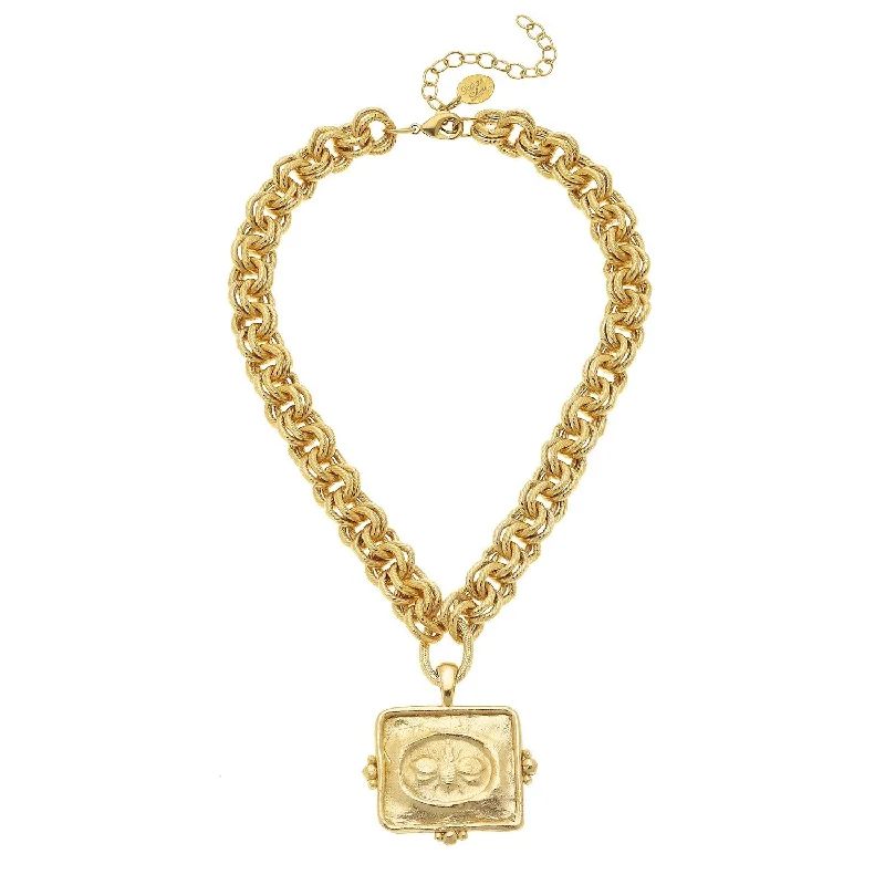 Square Bee Intaglio Necklace