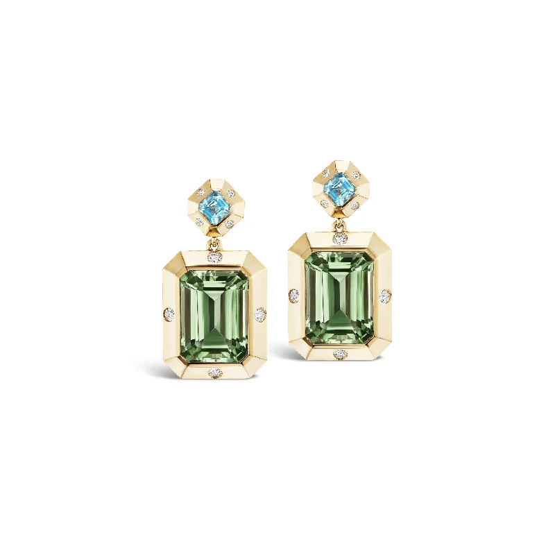 Stella Earrings Blue Topaz x Green Amethyst