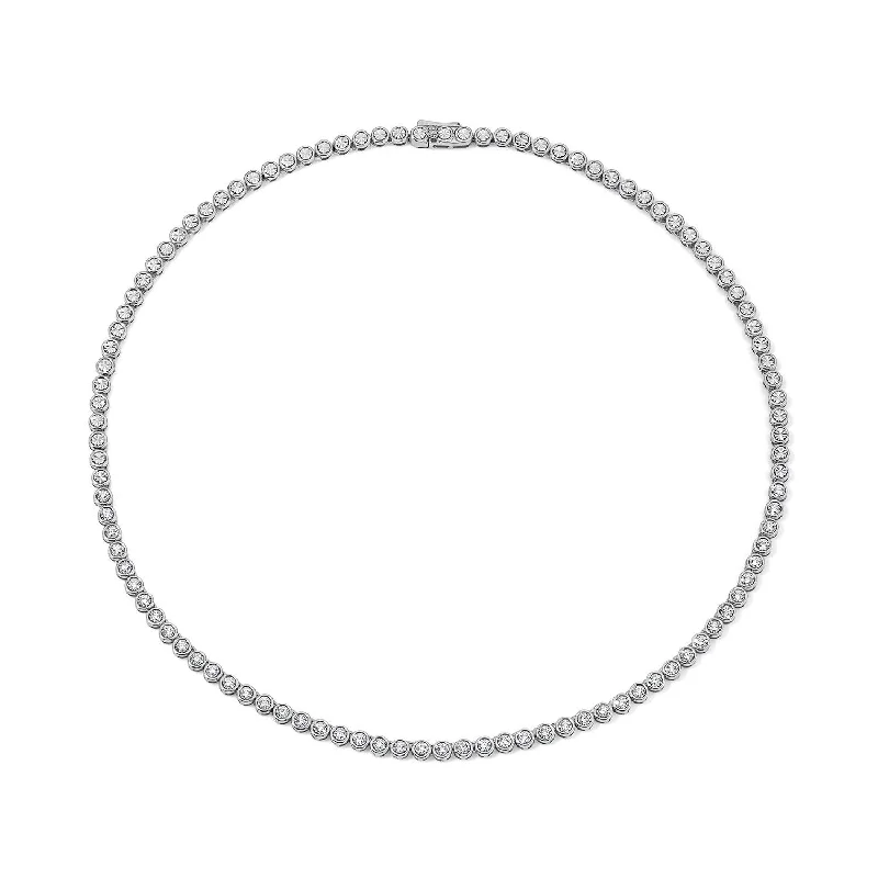 Straight Line Illusion Halfway Tennis Necklace